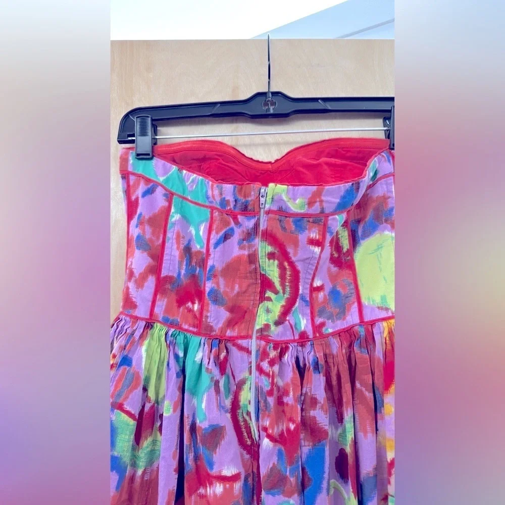 Aryn K "Hyperspace" Strapless Mini Dress | Red & Lavender Multi - Picture 10 of 11